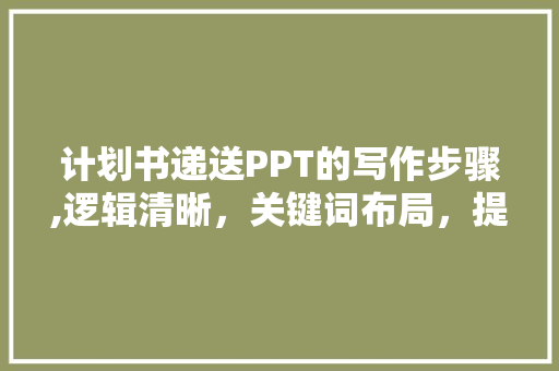 计划书递送PPT的写作步骤,逻辑清晰，关键词布局，提升说服力
