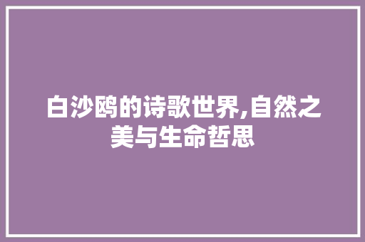 白沙鸥的诗歌世界,自然之美与生命哲思