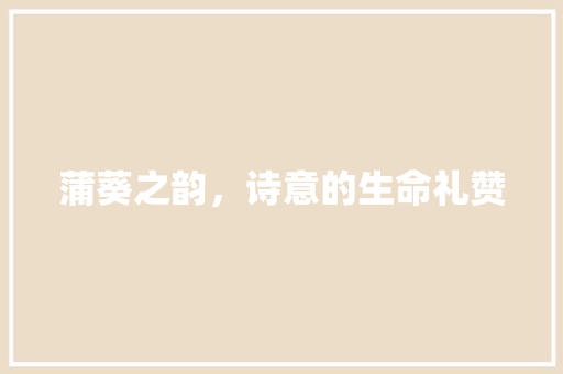 蒲葵之韵，诗意的生命礼赞