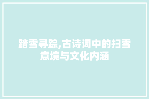 踏雪寻踪,古诗词中的扫雪意境与文化内涵