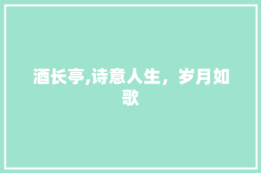 酒长亭,诗意人生，岁月如歌