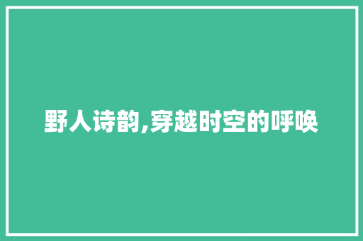 野人诗韵,穿越时空的呼唤