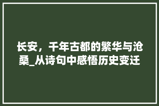 长安，千年古都的繁华与沧桑_从诗句中感悟历史变迁