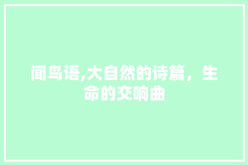 闻鸟语,大自然的诗篇，生命的交响曲