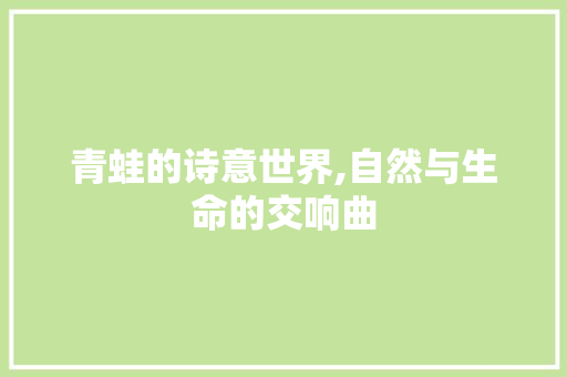 青蛙的诗意世界,自然与生命的交响曲
