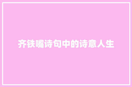 齐铁嘴诗句中的诗意人生 英语单词