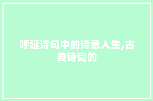 呼延诗句中的诗意人生,古典诗词的