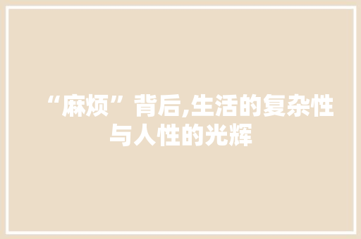 “麻烦”背后,生活的复杂性与人性的光辉