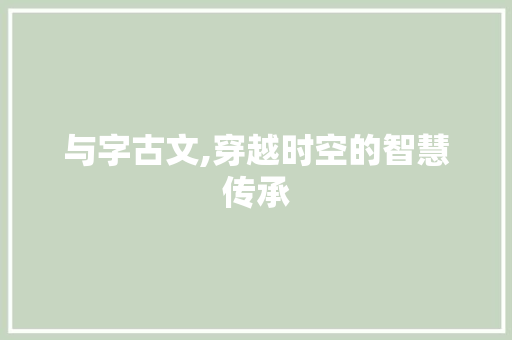 与字古文,穿越时空的智慧传承