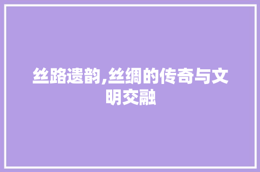 丝路遗韵,丝绸的传奇与文明交融 短语