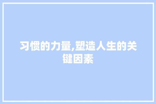习惯的力量,塑造人生的关键因素 诗词佳句