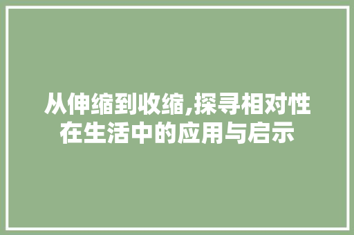 从伸缩到收缩,探寻相对性在生活中的应用与启示