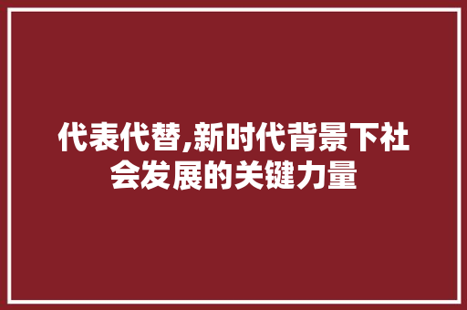 代表代替,新时代背景下社会发展的关键力量
