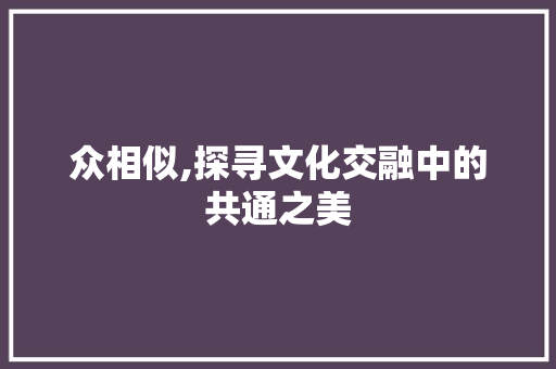 众相似,探寻文化交融中的共通之美