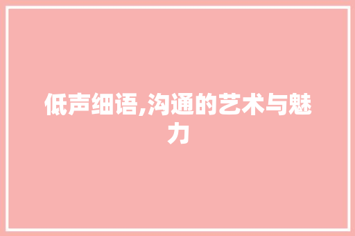 低声细语,沟通的艺术与魅力