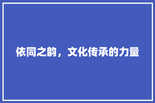 依同之韵，文化传承的力量