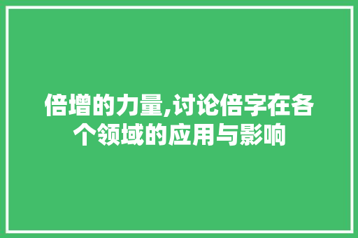 倍增的力量,讨论倍字在各个领域的应用与影响