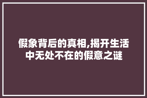 假象背后的真相,揭开生活中无处不在的假意之谜