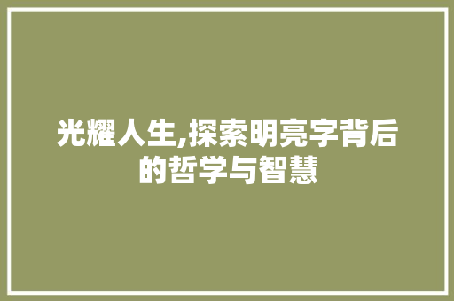 光耀人生,探索明亮字背后的哲学与智慧