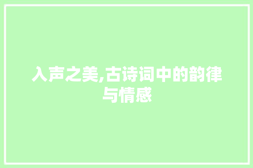 入声之美,古诗词中的韵律与情感