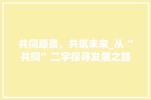 共同愿景，共筑未来_从“共同”二字探寻发展之路