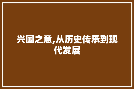 兴国之意,从历史传承到现代发展