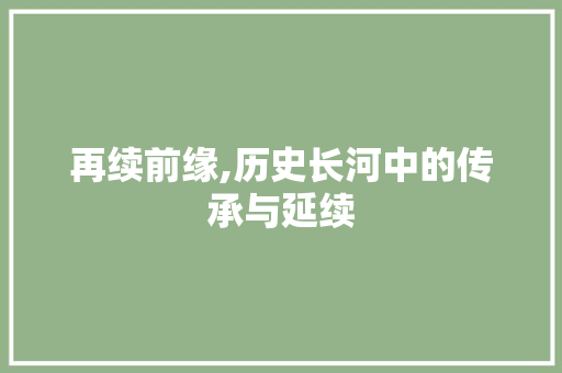 再续前缘,历史长河中的传承与延续