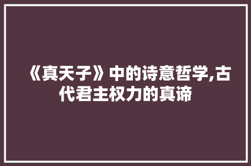 《真天子》中的诗意哲学,古代君主权力的真谛