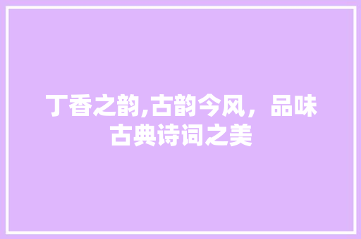 丁香之韵,古韵今风，品味古典诗词之美