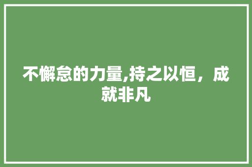 不懈怠的力量,持之以恒，成就非凡
