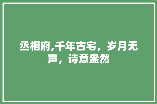 丞相府,千年古宅，岁月无声，诗意盎然