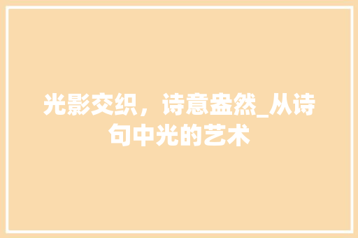 光影交织，诗意盎然_从诗句中光的艺术