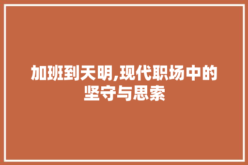 加班到天明,现代职场中的坚守与思索 反义词汇