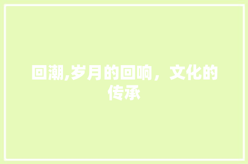 回潮,岁月的回响，文化的传承