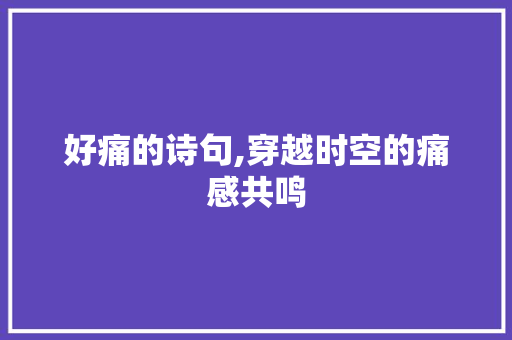 好痛的诗句,穿越时空的痛感共鸣