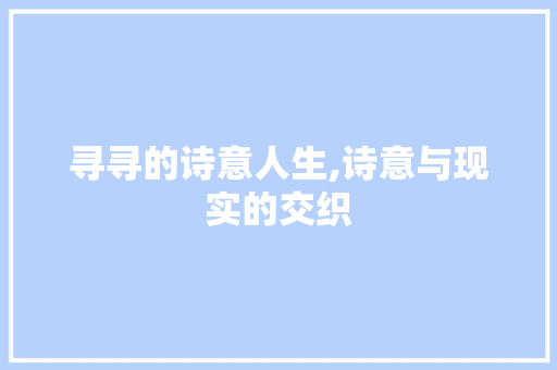 寻寻的诗意人生,诗意与现实的交织