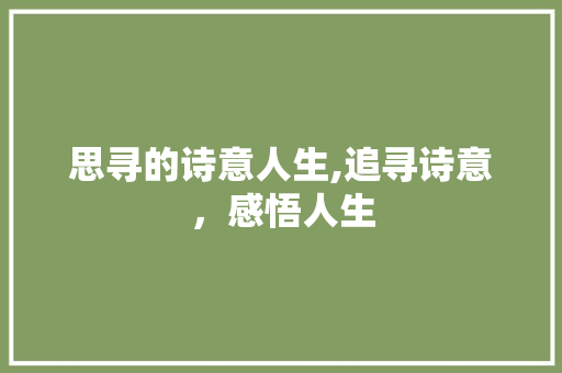 思寻的诗意人生,追寻诗意，感悟人生