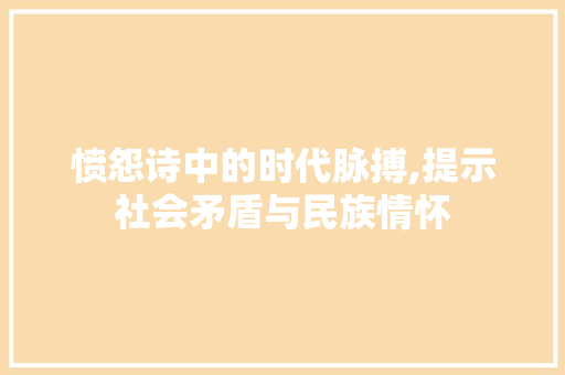 愤怨诗中的时代脉搏,提示社会矛盾与民族情怀