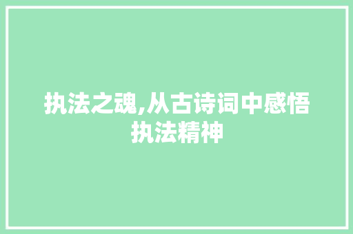 执法之魂,从古诗词中感悟执法精神