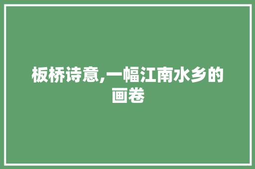 板桥诗意,一幅江南水乡的画卷