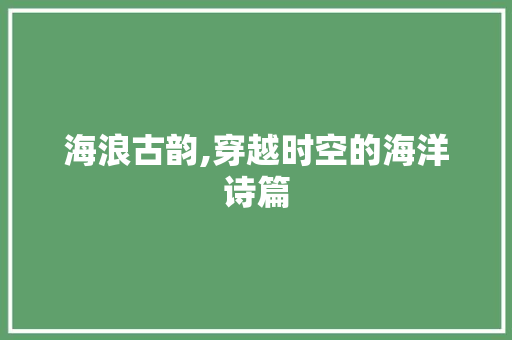 海浪古韵,穿越时空的海洋诗篇