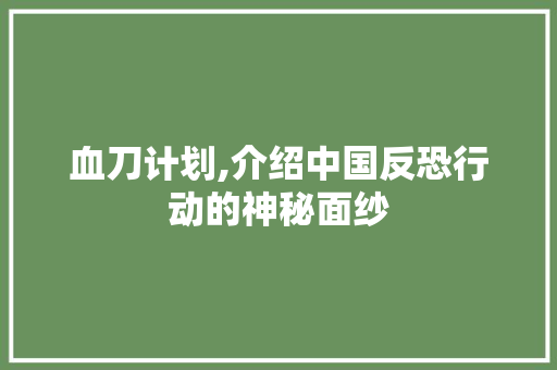 血刀计划,介绍中国反恐行动的神秘面纱