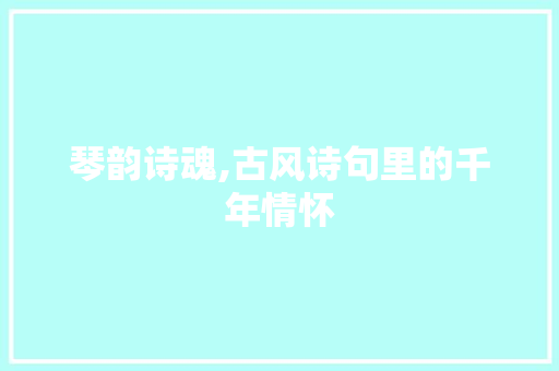 琴韵诗魂,古风诗句里的千年情怀