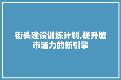 街头建设训练计划,提升城市活力的新引擎