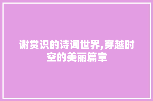 谢赏识的诗词世界,穿越时空的美丽篇章