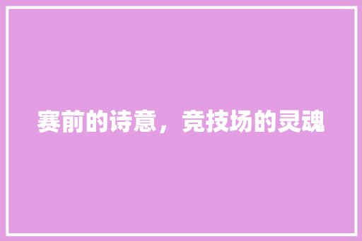 赛前的诗意，竞技场的灵魂