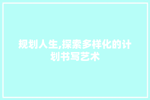 规划人生,探索多样化的计划书写艺术