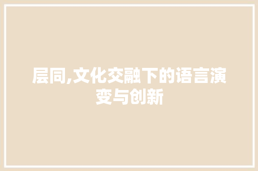 层同,文化交融下的语言演变与创新