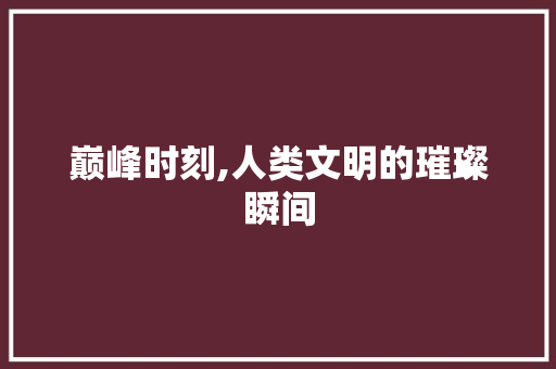 巅峰时刻,人类文明的璀璨瞬间