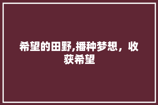 希望的田野,播种梦想，收获希望